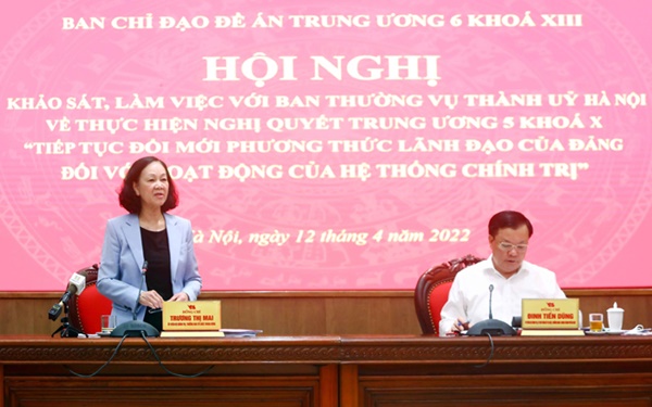 Đoàn khảo sát của Ban Chỉ đạo Đề án Trung ương 6 làm việc với Ban Thường vụ Thành ủy Hà Nội-5