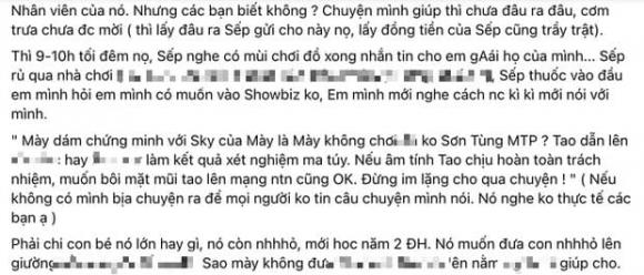 Rầm rộ bài đăng tố Sơn Tùng dụ dỗ một nữ sinh sử dụng chất cấm, thực hư ra sao?-1
