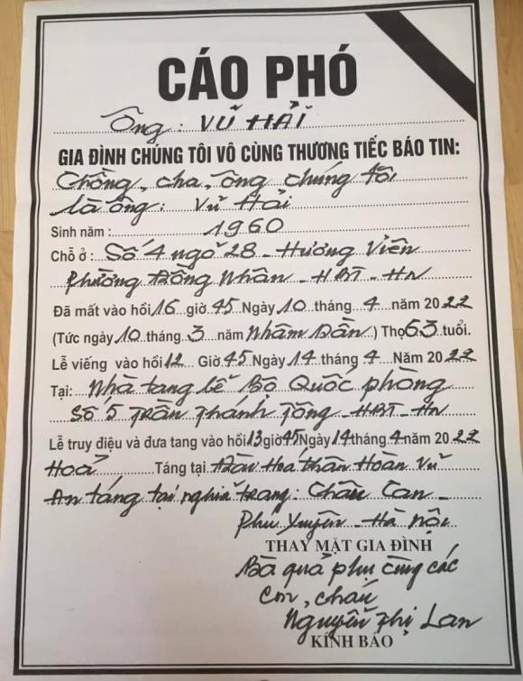 Tang lễ diễn viên Vũ Hải - Hùng cá rô trong Người Phán Xử-1