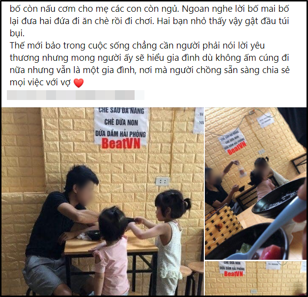 Bố ơi sao không cho mẹ đi, câu hỏi của con gái trong tiệm chè và lời đáp trả của bố khiến ai cũng tấm tắc khen cô vợ thật có phúc-1