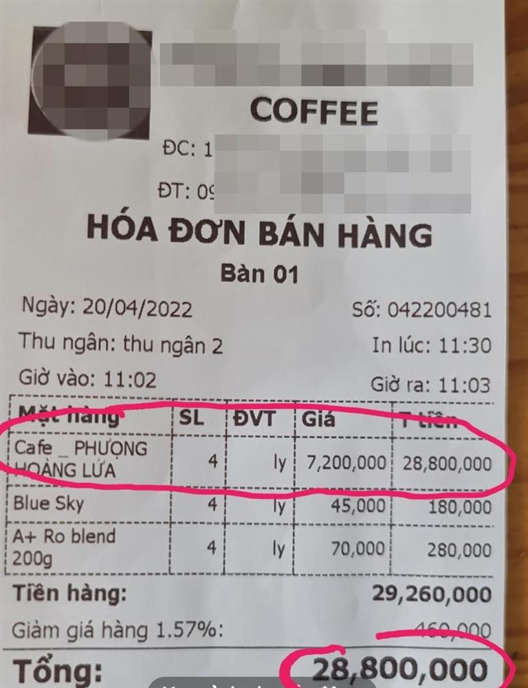 Lâm Đồng: Phát sốt với hóa đơn 4 ly cà phê gần 29 triệu đồng-1