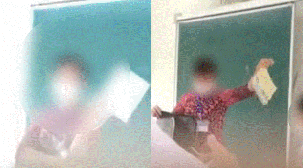 Xôn xao clip cô giáo vứt sách và cặp xuống đất bắt học sinh nhặt lên khiến dân mạng bức xúc-1