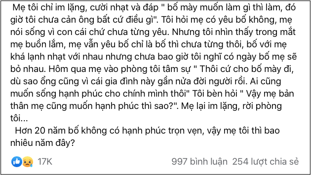 Bố tôi xin phép mẹ con tôi để lấy vợ khác, câu chuyện hôn nhân đau lòng của đôi vợ chồng kết hôn do sắp đặt và cái kết sau 20 năm!-1