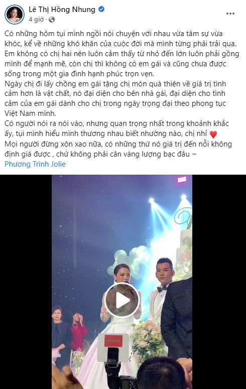 Bị bàn tán xôn xao chuyện tặng quà cưới 10 cây vàng, bạn thân Phương Trinh Jolie tiết lộ sự thật phía sau-2