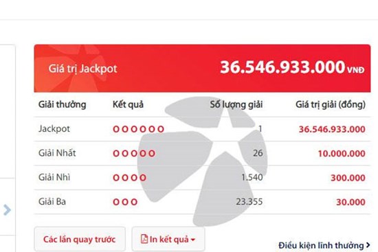 Độc đắc Vietlott gần 37 tỷ đã 'nổ'
