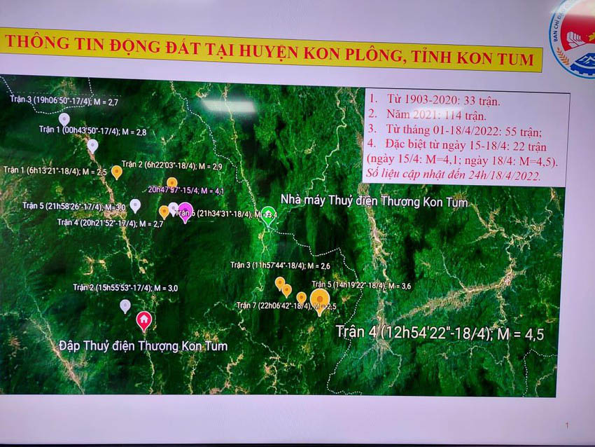 Tiếp tục thêm 2 trận động đất ở Kon Tum đêm 27/4-1