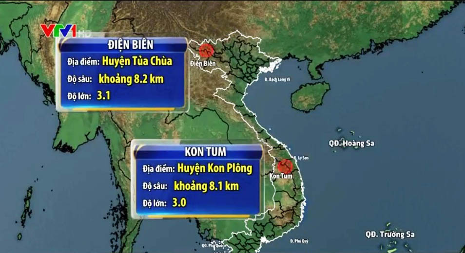 Tiếp tục thêm 2 trận động đất ở Kon Tum đêm 27/4-2
