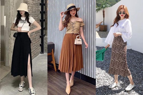 Muôn kiểu mix đồ với chân váy midi chuẩn trend mùa hè