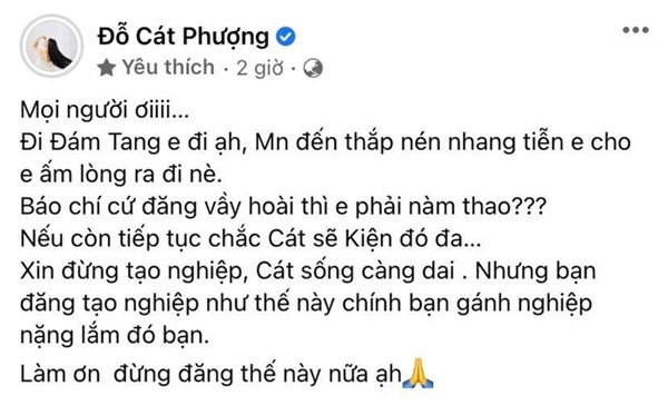 Cát Phượng bất ngờ nhắn nhủ: Đi đám tang em đi ạ, thắp nén nhang tiễn cho em ấm lòng-2