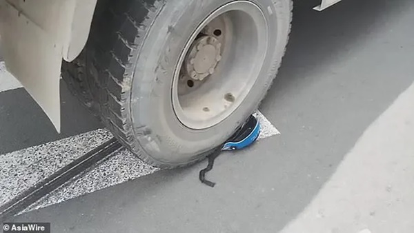 Clip: Bị bánh xe tải cán qua đầu, người đàn ông thoát chết thần kì vì lý do không ngờ tới-3