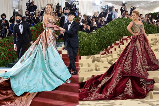 Gọi Blake Lively là nữ hoàng Met Gala vì năm nào cô cũng lên đồ chuẩn theme, đã thế còn khớp với màu thảm đỏ thì đỉnh quá rồi!