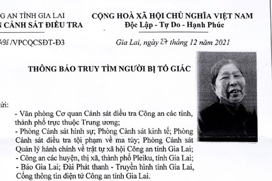 Cụ bà 72 tuổi lừa đảo 19 tỉ đồng, công an tìm bị hại