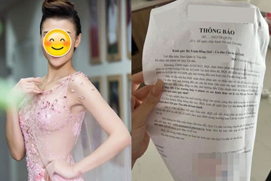 1 cựu người mẫu bị BQL chung cư gửi giấy nhắc nhở vì 2 lần làm ảnh hưởng hàng xóm, chính chủ phản ứng thế nào?