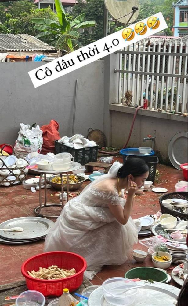 Bà xã Hà Đức Chinh lên tiếng minh oan cho nhà chồng sau bức ảnh mặc áo cưới đi rửa bát-2