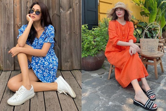 Sao Việt hay mix 4 kiểu giày dép này với váy liền để sành điệu 