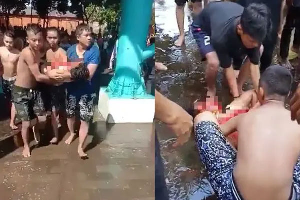 Video: Cầu trượt trong công viên nước bất ngờ đổ sập, 16 người chơi rơi thẳng xuống từ độ cao 10m, thương vong nặng nề-2