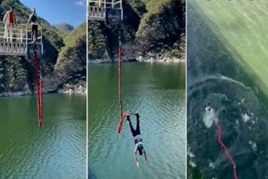 Nhảy Bungee từ độ cao 40 mét bất ngờ đứt dây khiến nhiều người thót tim