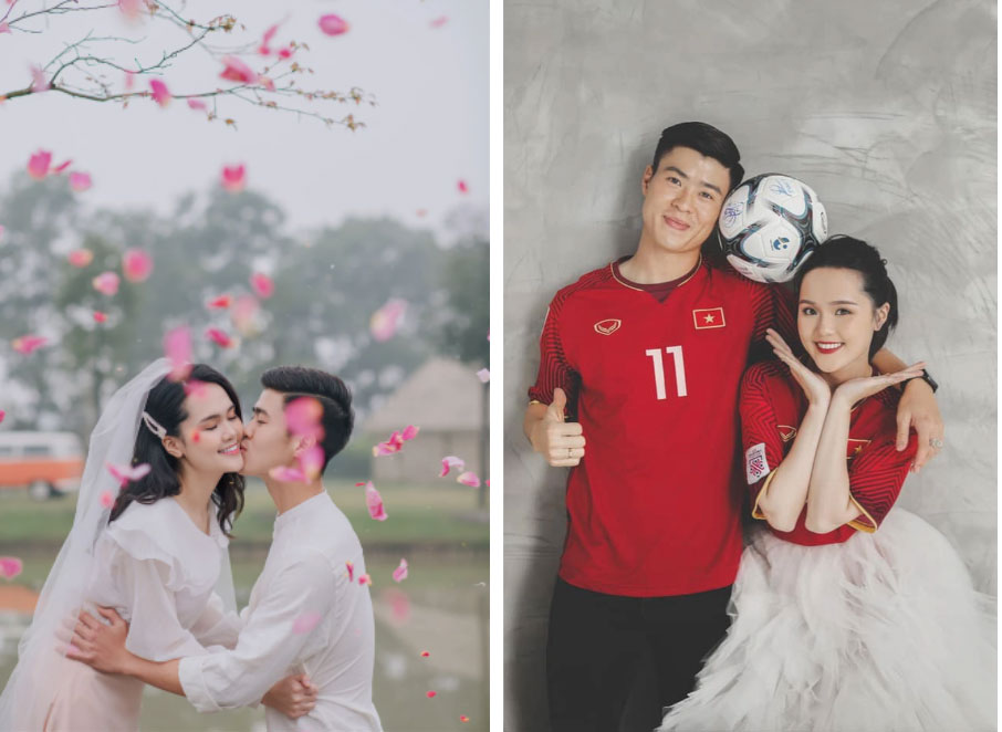 Chuyện tình của các cầu thủ và vợ: Người cầu hôn giữa phố đi bộ, người theo đuổi 2 năm mới rước được bà xã về dinh-1