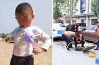 Bé trai 3 tuổi mất tích sau sự cố rơi xuống cống, người cha bất lực nhìn con trai bị dòng nước cuốn trôi