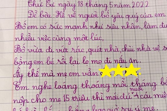 Bài văn tả bố của học sinh tiểu học: Có sức mạnh như 'siêu nhân' nhưng vẫn phải sợ 'thế lực' này