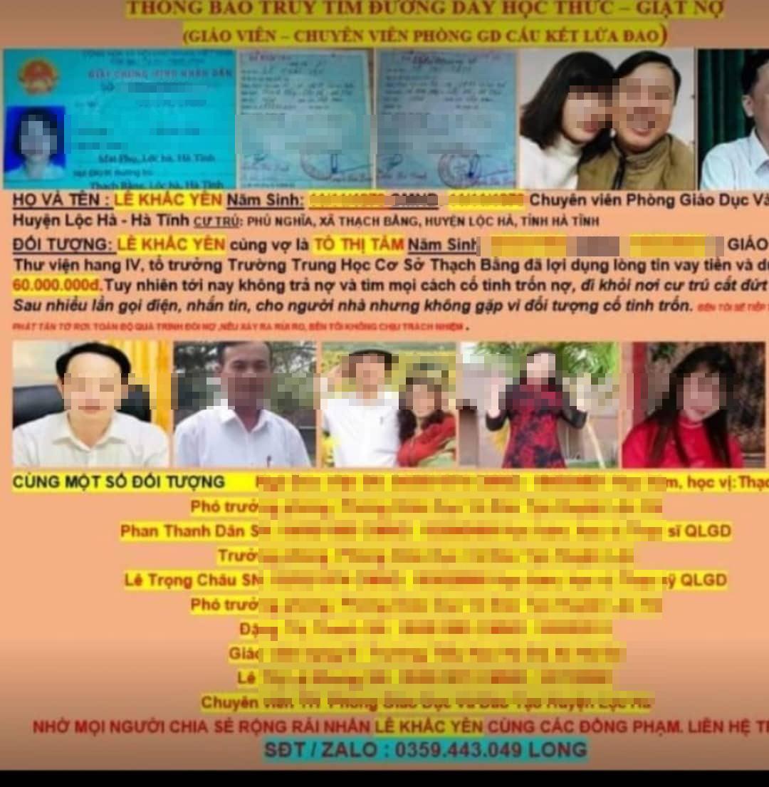 Khủng bố đòi nợ giáo viên, lãnh đạo bị bêu riếu trên mạng xã hội-1