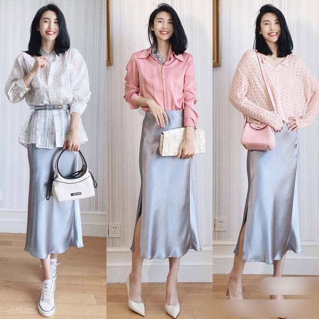 Chiêu mix đồ hack eo thon bụng phẳng từ chiếc váy lụa đơn giản-4