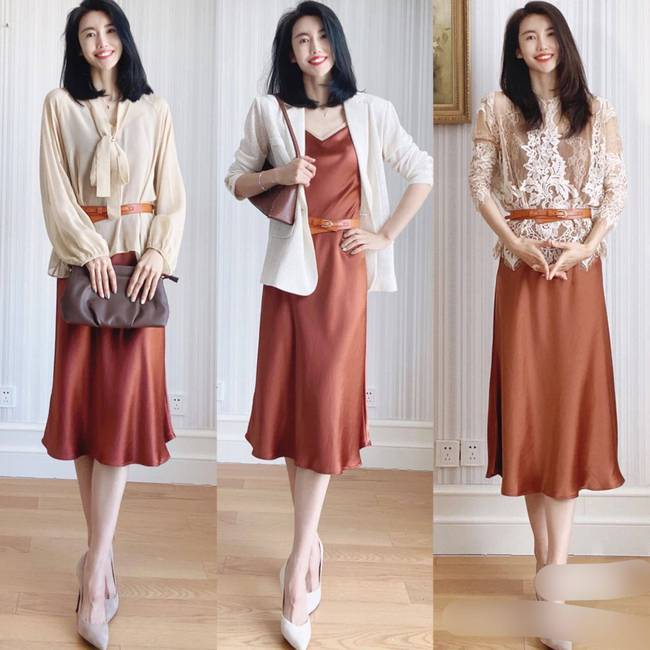 Chiêu mix đồ hack eo thon bụng phẳng từ chiếc váy lụa đơn giản-7