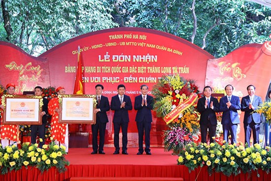 Đền Voi Phục và đền Quán Thánh: Đón nhận Bằng xếp hạng di tích quốc gia đặc biệt 