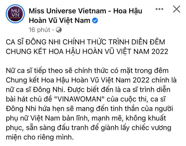 Đông Nhi được công bố trình diễn trong đêm Chung kết Hoa hậu Hoàn vũ Việt Nam hậu nghi vấn bị rút tên-4