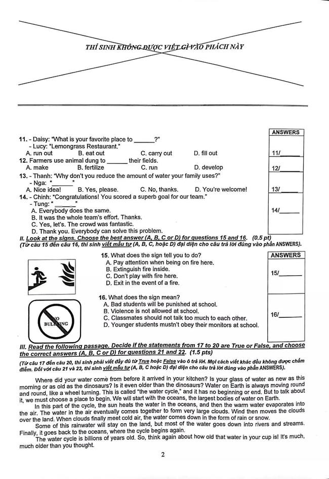 Đáp án ĐỀ THI TIẾNG ANH và ĐỀ THI NGỮ VĂN thi lớp 10 ở TP.HCM-5