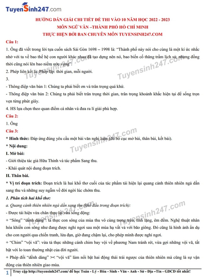 Đáp án ĐỀ THI TIẾNG ANH và ĐỀ THI NGỮ VĂN thi lớp 10 ở TP.HCM-10