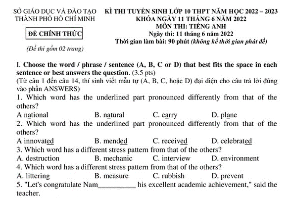 LƯU Ý: Cô giáo ở Hà Nội thống kê sự thay đổi cấu trúc đề thi tiếng Anh” tại một số trường chuyên, CLC mùa tuyển sinh 2023-3