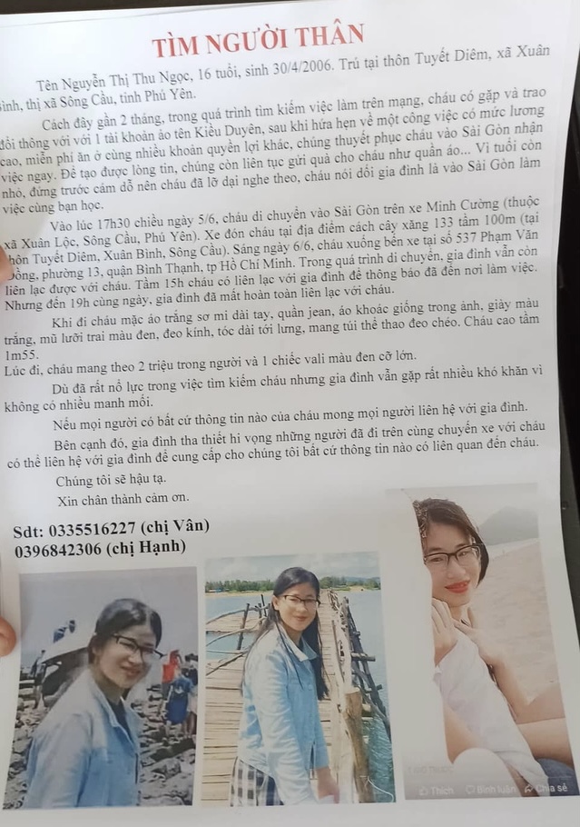 Vụ thiếu nữ mất tích khi vào TP HCM xin việc: Có người đòi tiền chuộc-3