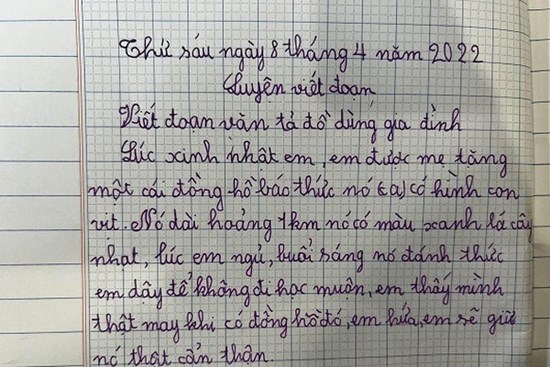 Bài văn tả chiếc đồng hồ của bé gái tiểu học khiến cô giáo lẫn dân mạng ôm bụng cười lăn