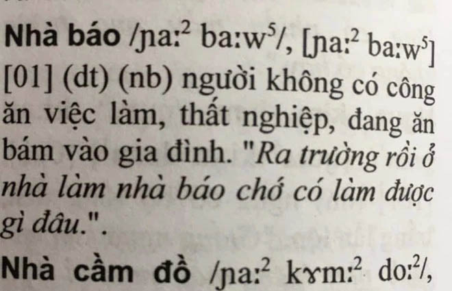 Tác giả từ điển giải nghĩa nhà báo là người thất nghiệp, ăn bám-1