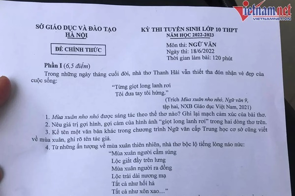Gợi ý đáp án môn Ngữ văn thi vào lớp 10 của Hà Nội-2