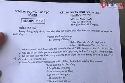 'Mùa xuân nho nhỏ' vào đề Ngữ văn thi lớp 10 của Hà Nội