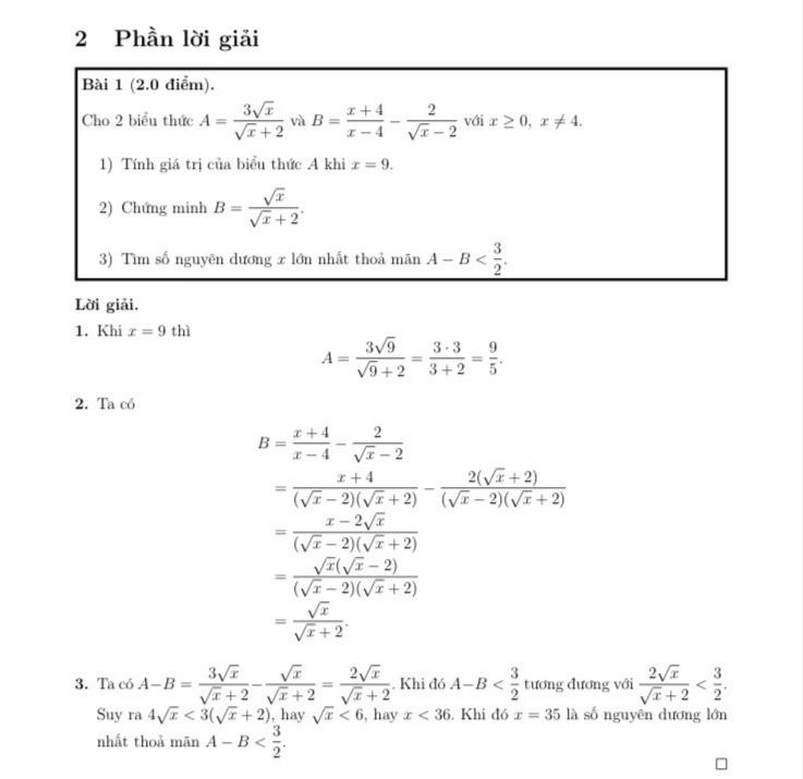 Gợi ý đáp án môn Toán thi vào lớp 10 tại Hà Nội năm 2022-1