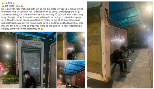 Sự thật chuyện nam sinh năm nhất mất laptop ở bến xe bus Hà Nội và lời cầu cứu lúc nửa đêm-1