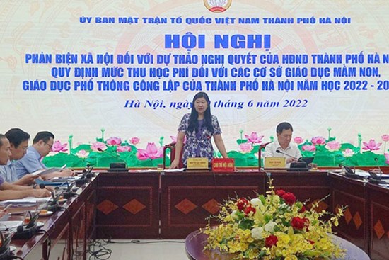 Phản biện xã hội Dự thảo nghị quyết quy định mức thu học phí cơ sở giáo dục mầm mon, giáo dục phổ thông công lập TP năm học 2022-2023