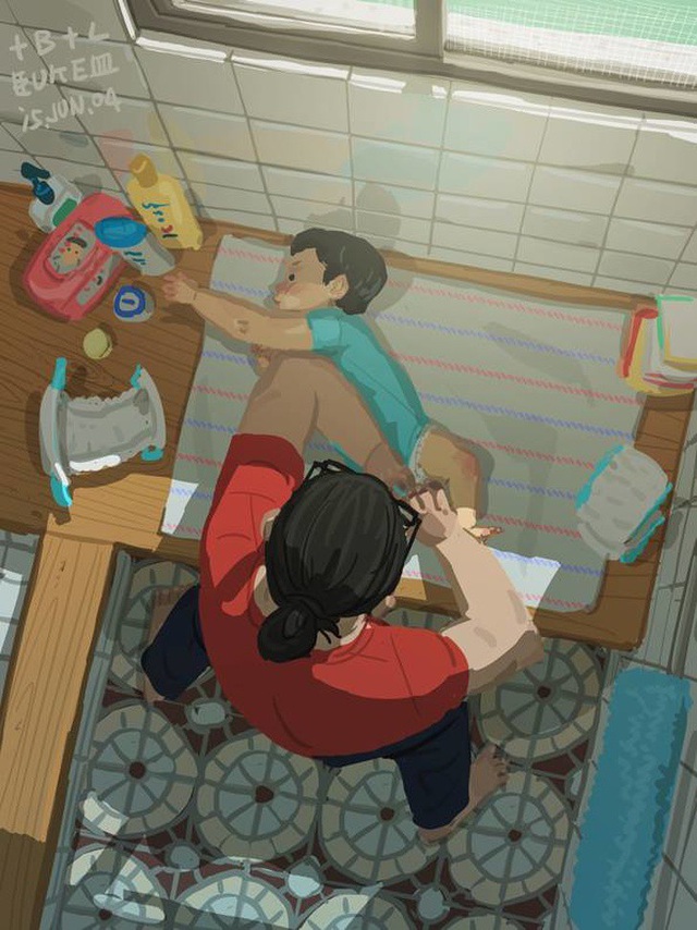 Những khoảnh khắc yêu thương của cha và con được diễn tả chân thực qua bộ tranh đầy cảm động: Cha thầm lặng, ít nói nhưng luôn yêu con theo cách của riêng mình-21