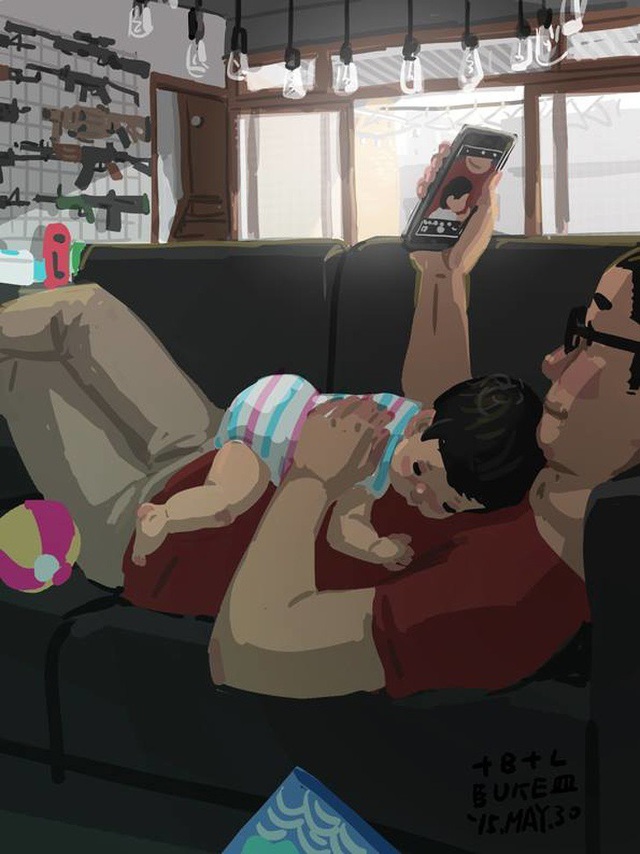 Những khoảnh khắc yêu thương của cha và con được diễn tả chân thực qua bộ tranh đầy cảm động: Cha thầm lặng, ít nói nhưng luôn yêu con theo cách của riêng mình-22