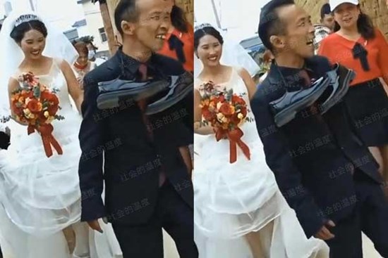 Chú rể đi 'cà nhắc' cưới được cô dâu xinh đẹp, đeo giày da lên tận cổ nhưng phong thái mới gây kinh ngạc