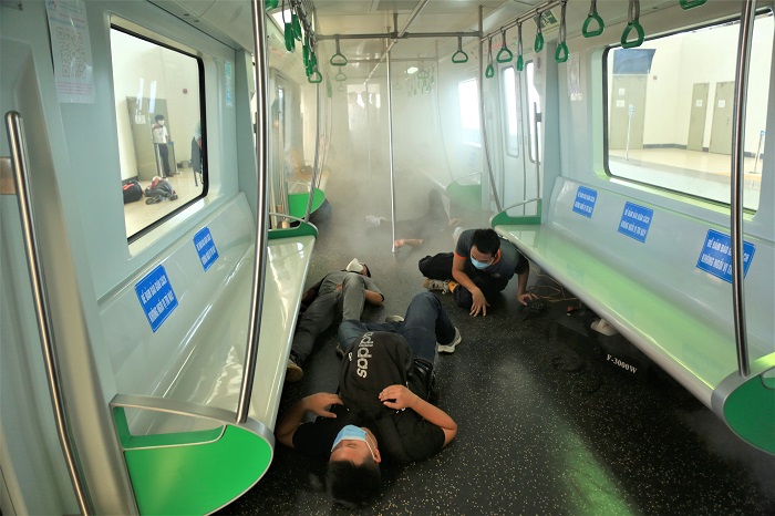 Diễn tập phòng cháy và cứu nạn trên tuyến đường sắt đô thị 2A Cát Linh- Hà Đông-2