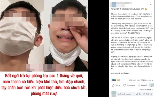 Về quê 1 tháng, nam sinh trở lại phòng trọ tá hoả vì quên tắt điều hòa: Tiền điện sẽ thế nào đây!-1