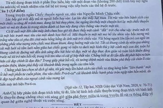 Đề thi môn Ngữ Văn thi tốt nghiệp THPT 2022