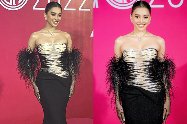 Tiểu Vy lên đồ cháy bỏng tay, còn phô phang cặp núi đôi chực trào-10