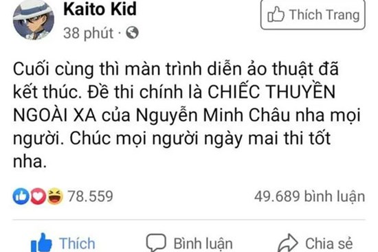 Kaito Kid tiên tri đề Văn, 3 năm 'đoán trúng như thần': Thừa nhận chỉ 'ăn may'