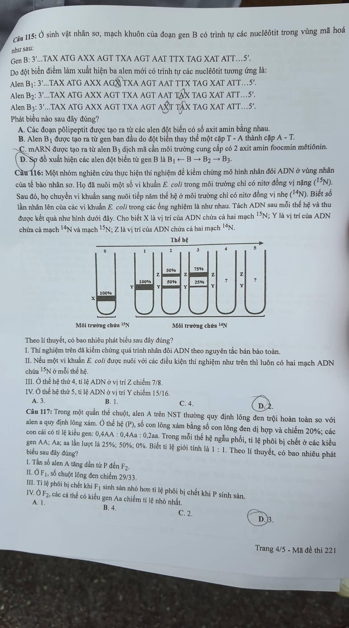 Đề thi môn Sinh học tốt nghiệp THPT 2022-4