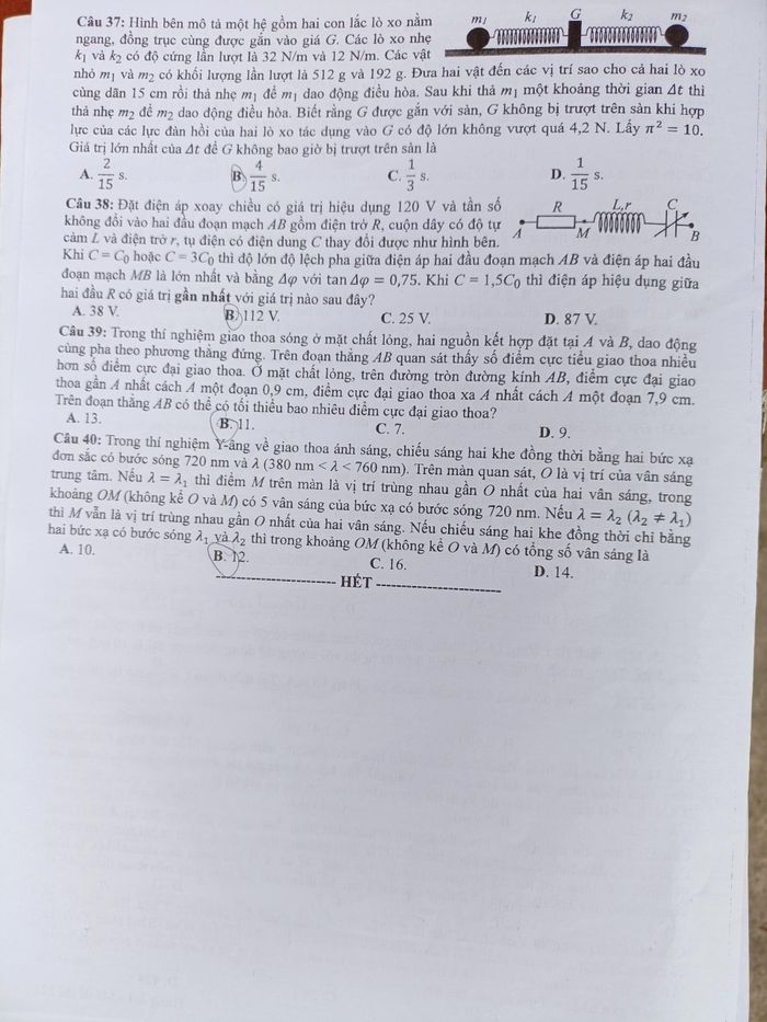 Gợi ý đáp án môn Vật lý tốt nghiệp THPT 2022-5